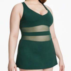 NWT! Bleu Rod Beattie Palm Green Crossback Mesh Inset One Piece Swimdress NEW!